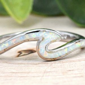 Opal Silver Wave Ring Size 7